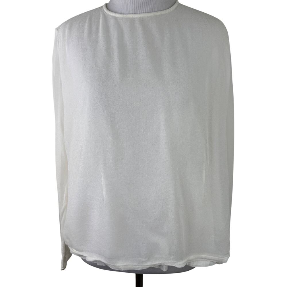 April Cornell Vintage Women's White Rayon Blouse Shirt Size Medium